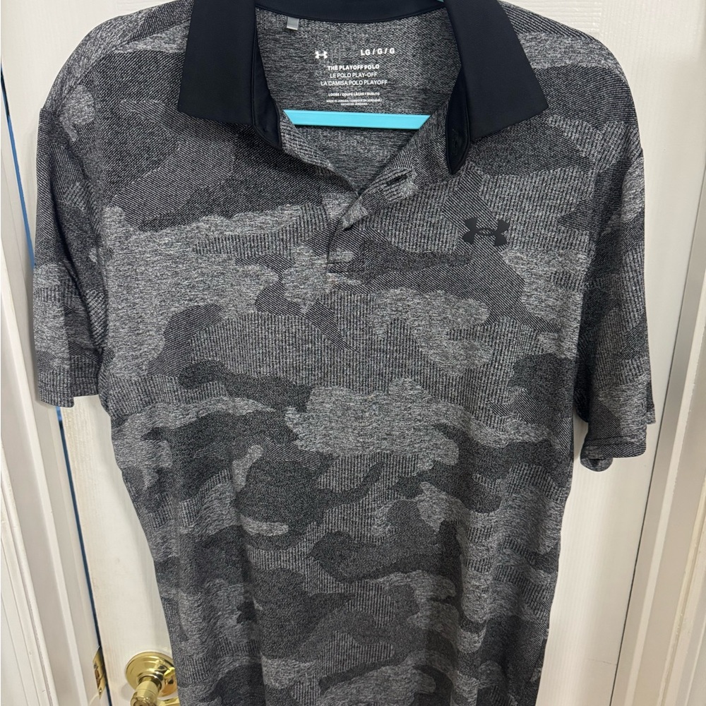Under Armour Men's Playoff Polo - Size L - Black/Gray Camp
